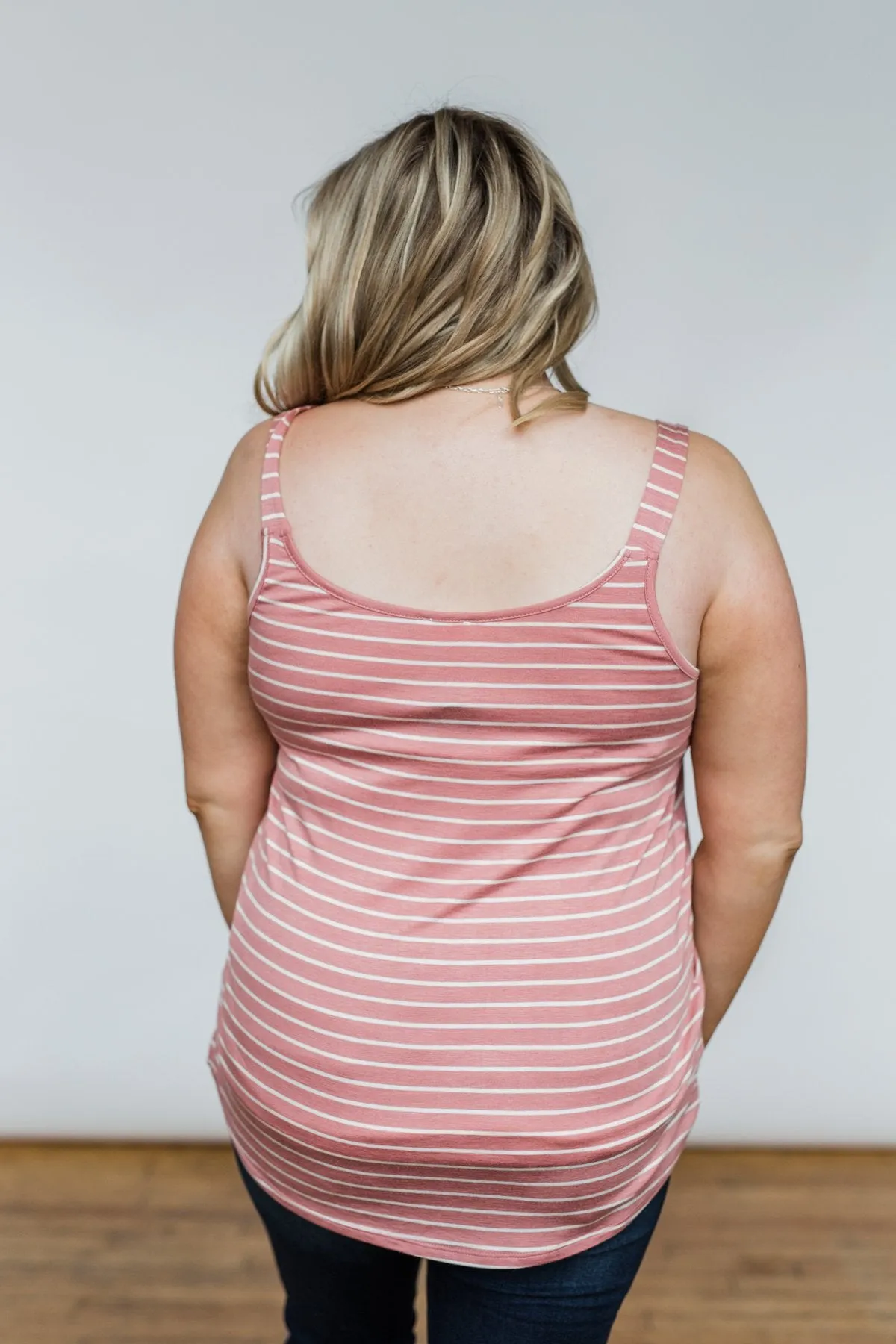No Matter What Striped Button Tank Top- Mauve