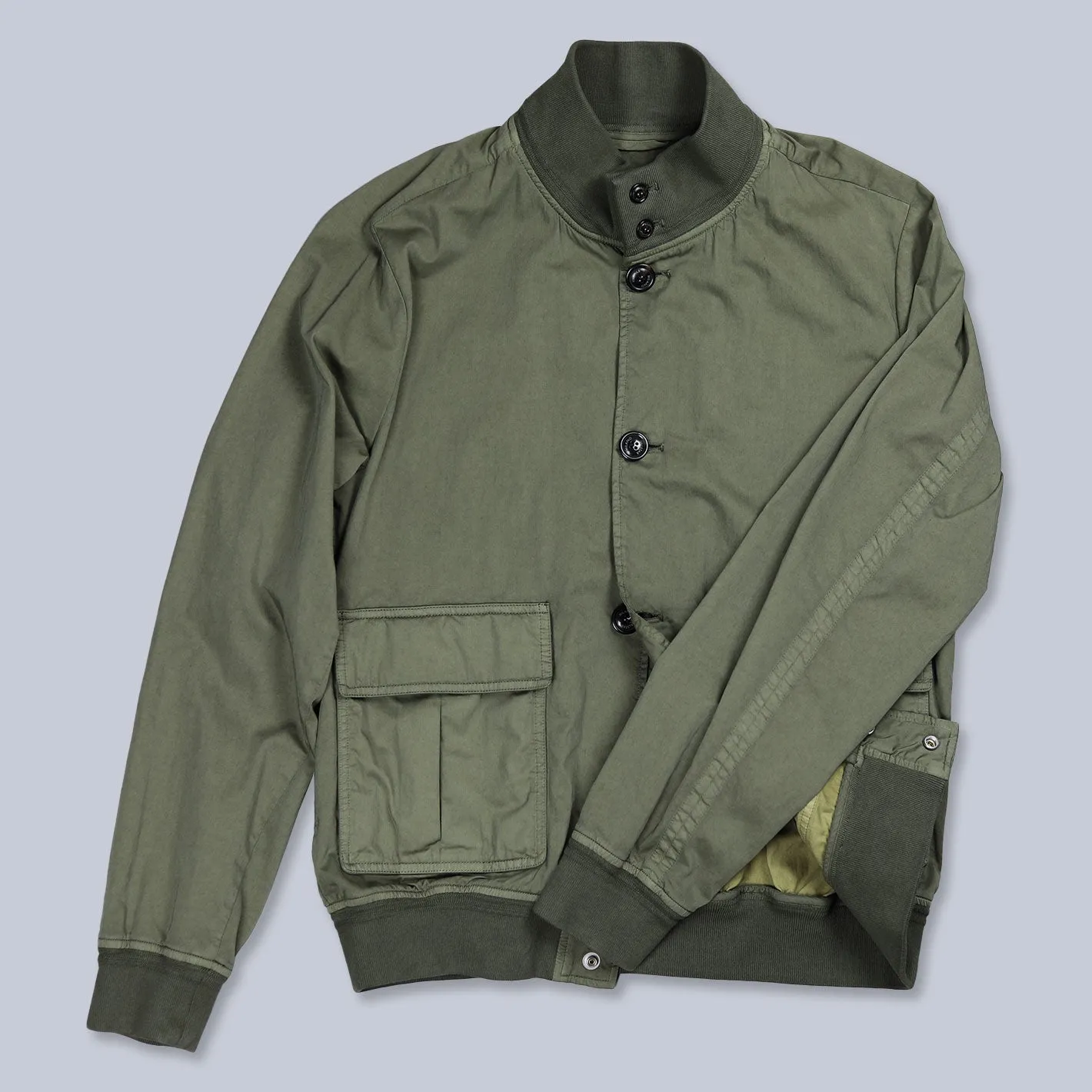 Olive Green Cotton Nylon Unlined Valstarino Jacket