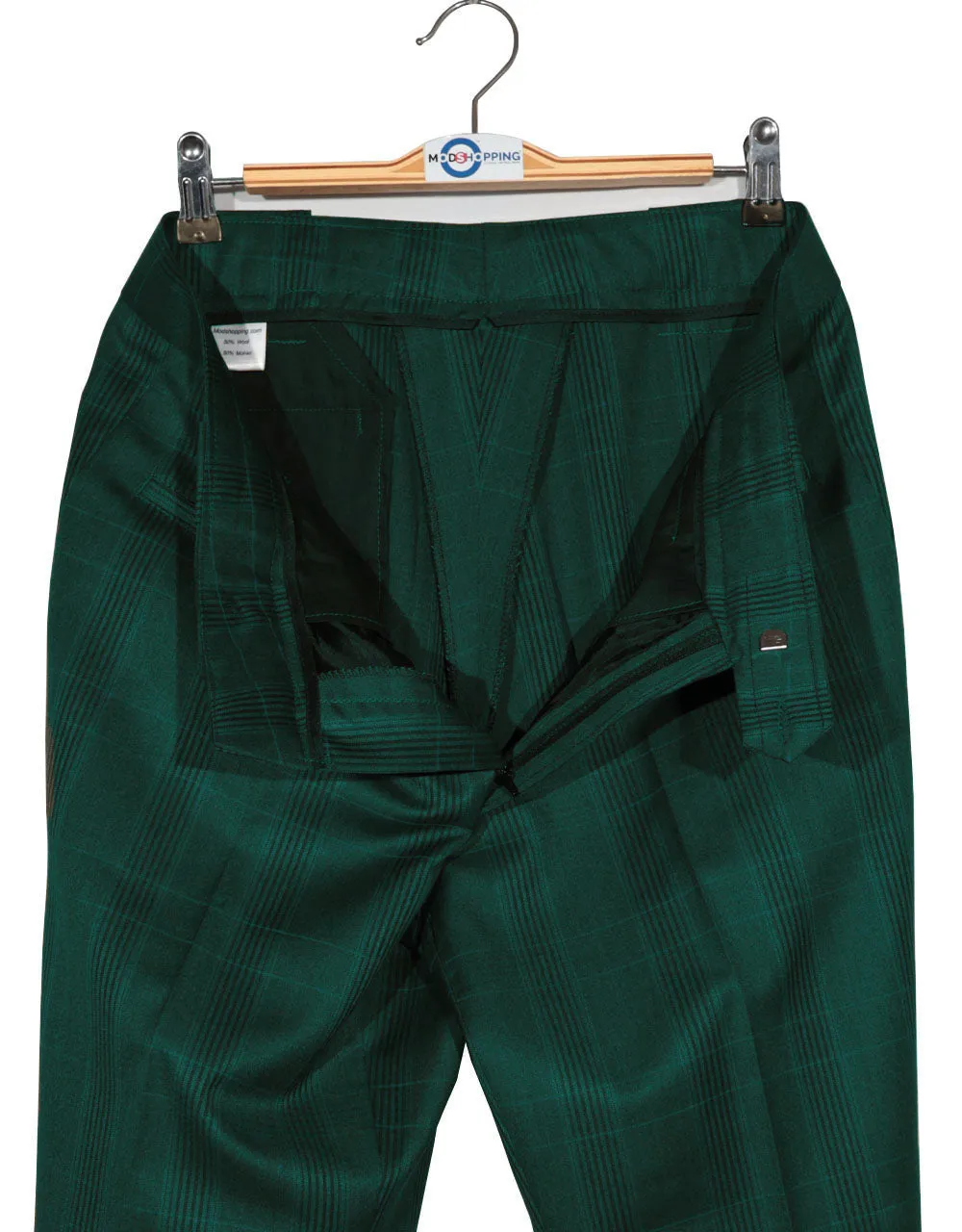 Olive Green Prince Of Wales Check Suit
