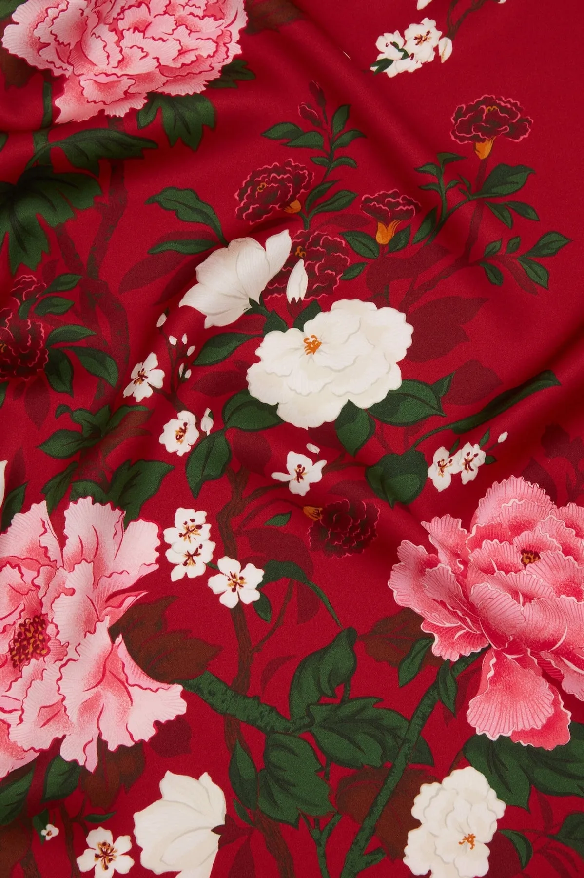 Olivia von Halle Queenie Tardieu Red Floral Silk Robe