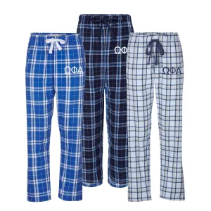 Omega Phi Alpha Flannel Pants - Embroidered OPhiA Pajama Bottoms