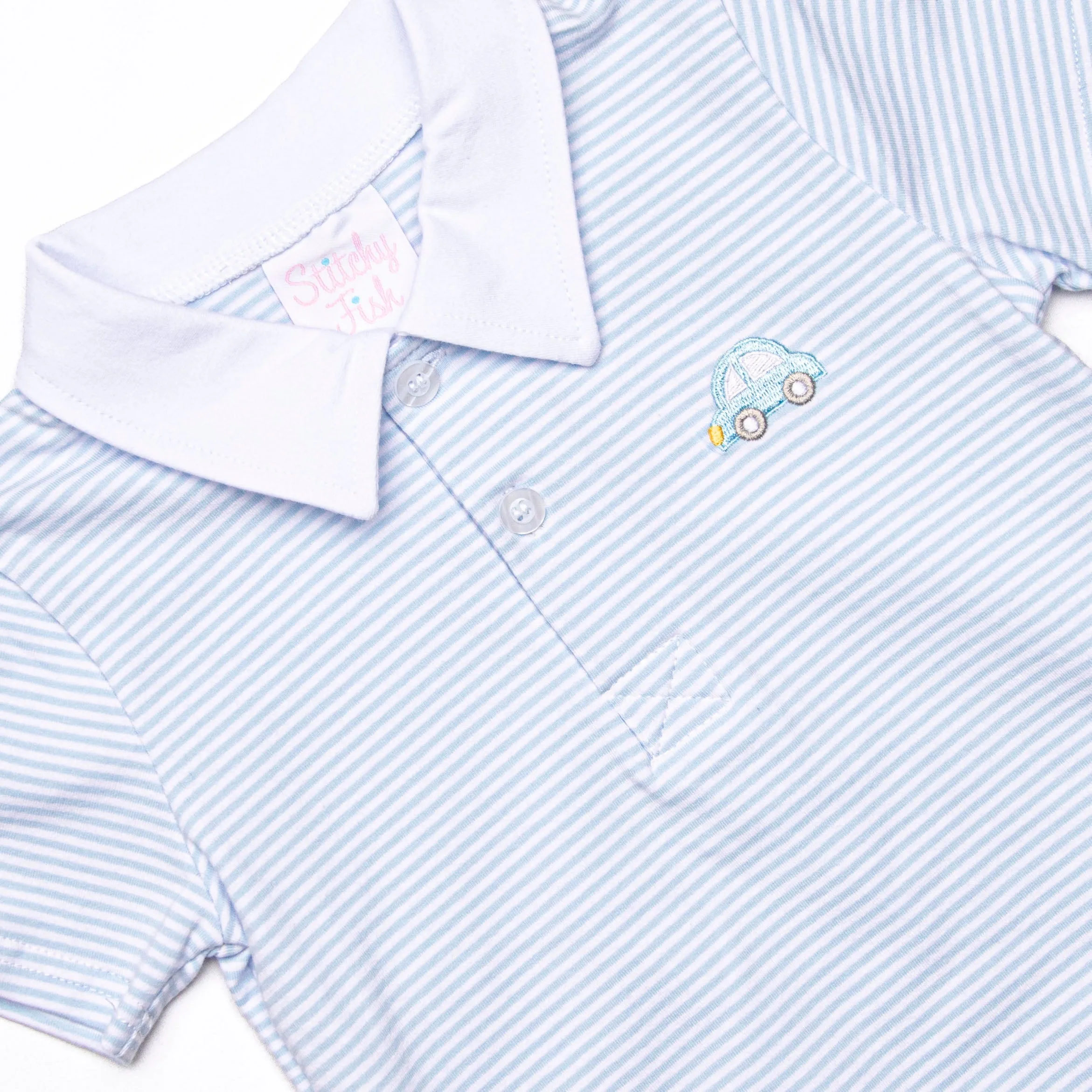 On the Way Home Embroidered Polo, Blue