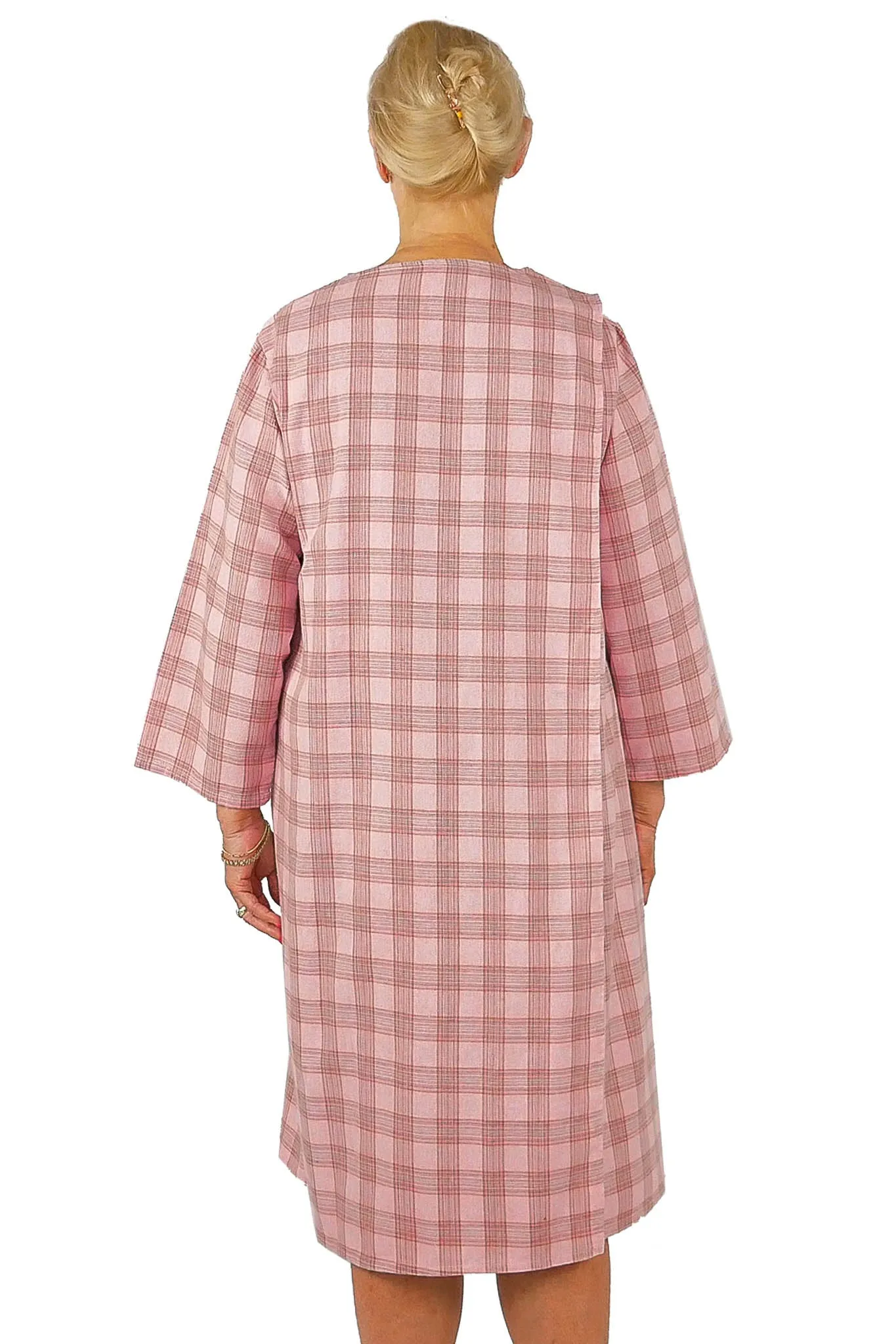Open Back Snap Closure Women's 3/4 Sleepwear