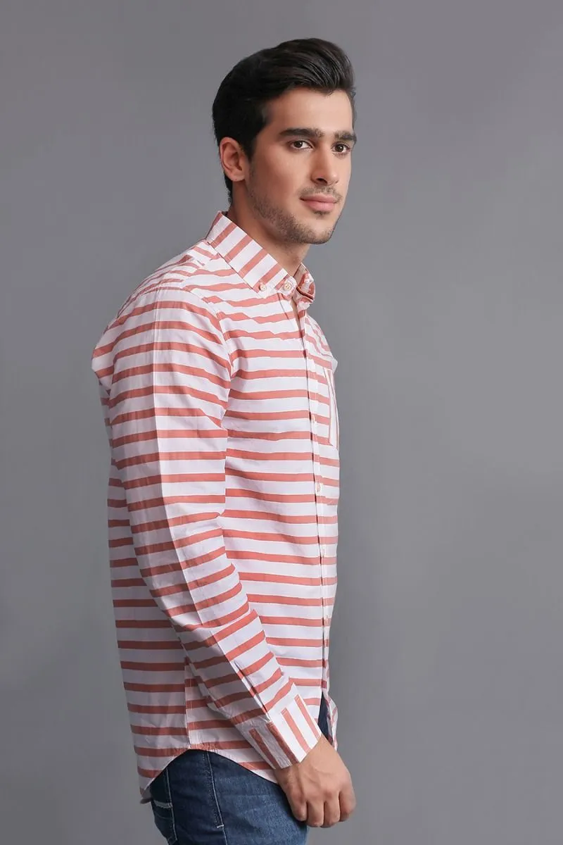 ORANGE STRIPED SHIRT