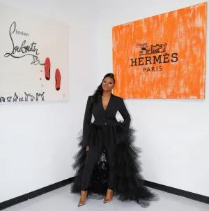 Oyemwen Tuxedo Suit With Tulle Train