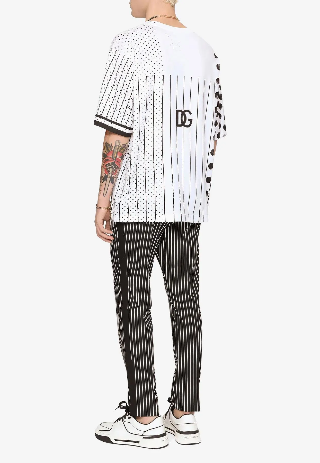 Patchwork Printed Crewneck Short-Sleeved T-shirt