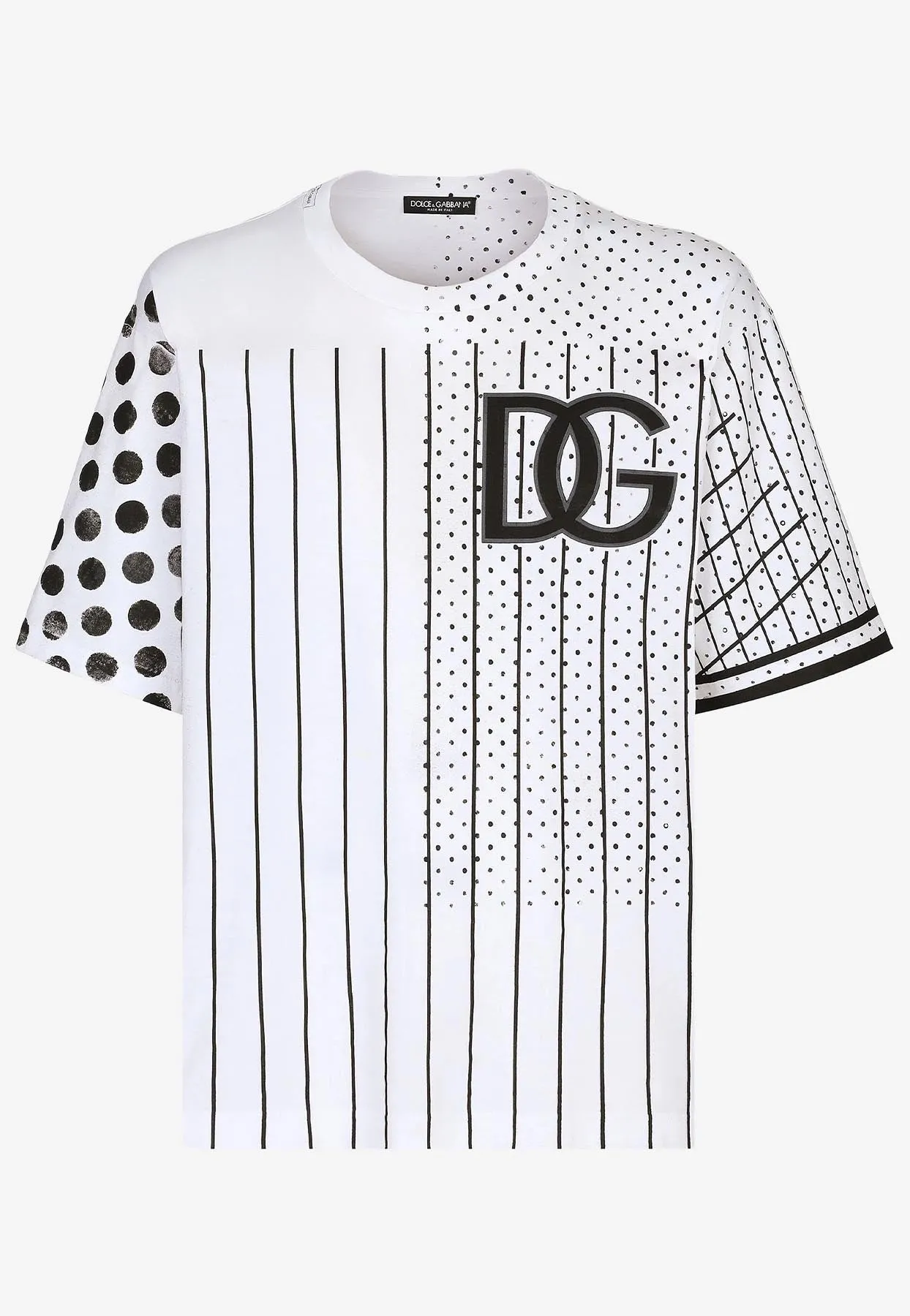 Patchwork Printed Crewneck Short-Sleeved T-shirt