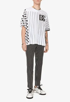 Patchwork Printed Crewneck Short-Sleeved T-shirt