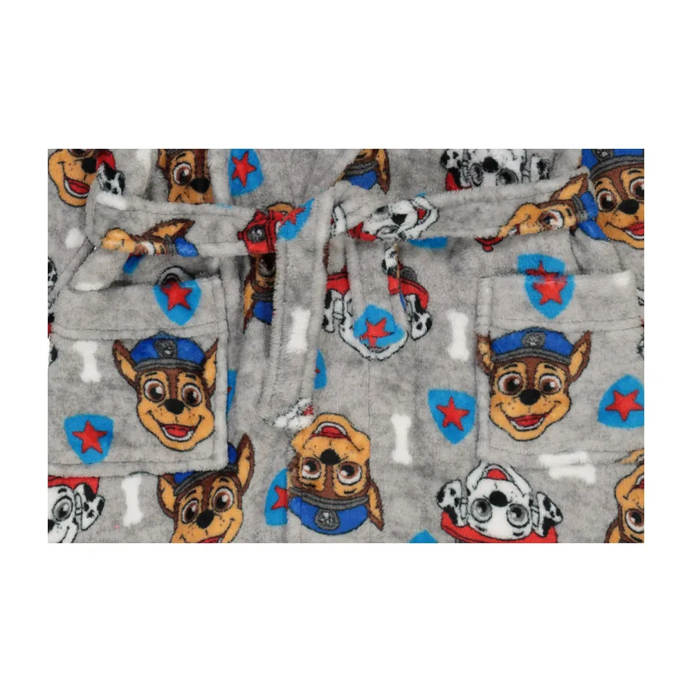 PAW Patrol Toddler Boys Pajama Robe Plush Velvet Fleece Bathrobe, 2T-4T, Gray