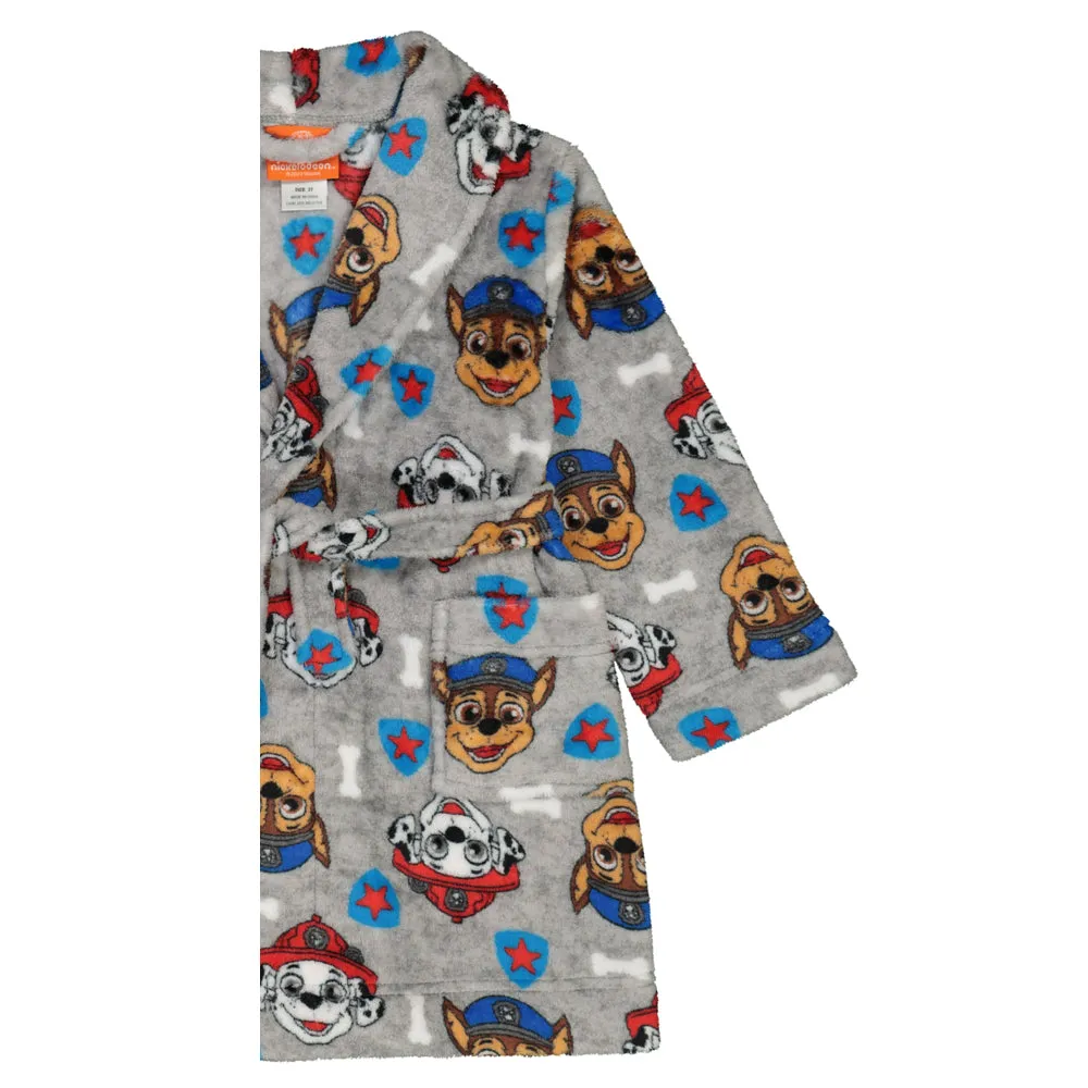 PAW Patrol Toddler Boys Pajama Robe Plush Velvet Fleece Bathrobe, 2T-4T, Gray