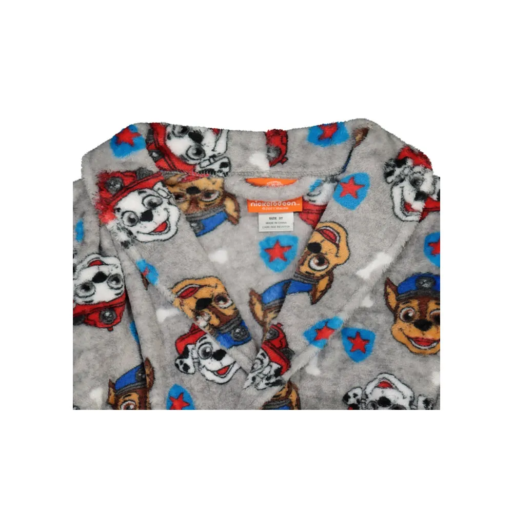 PAW Patrol Toddler Boys Pajama Robe Plush Velvet Fleece Bathrobe, 2T-4T, Gray