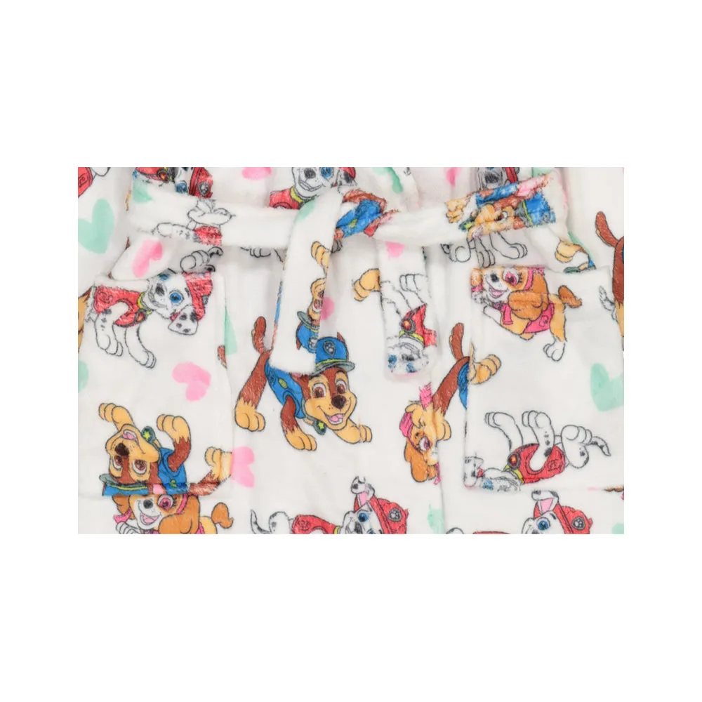 PAW Patrol Toddler Girls Pajama Robe Plush Velvet Fleece Bathrobe, 2T-4T, White