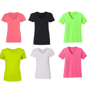 PBG 6 Pack Women's Cotton Blend V-Neck Short Sleeve T-Shirts.