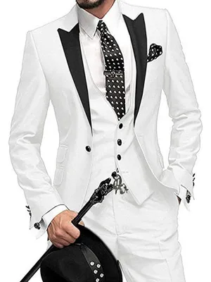 Peaked Lapel One Button 3 Pieces Wedding Suit Set