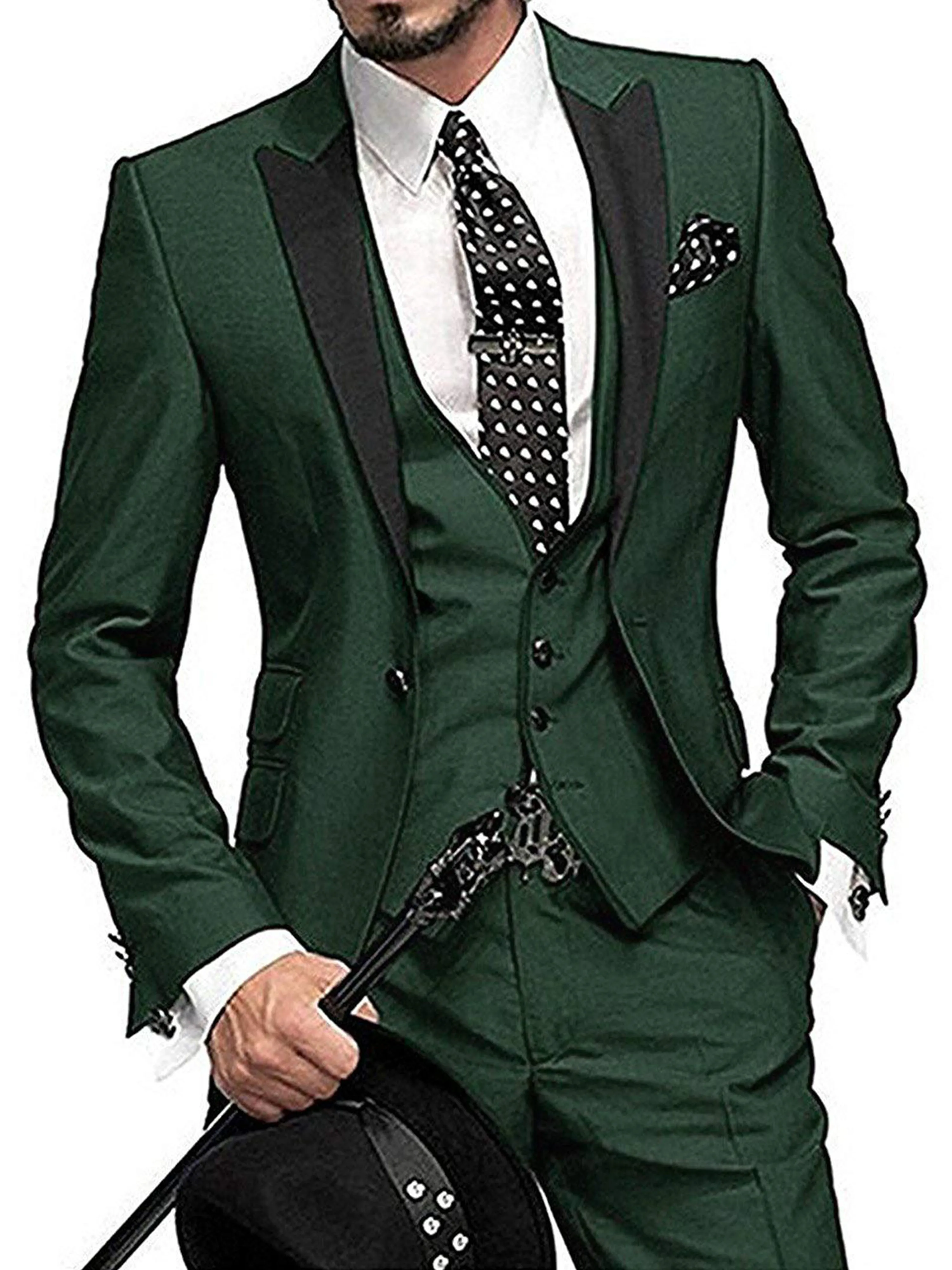 Peaked Lapel One Button 3 Pieces Wedding Suit Set
