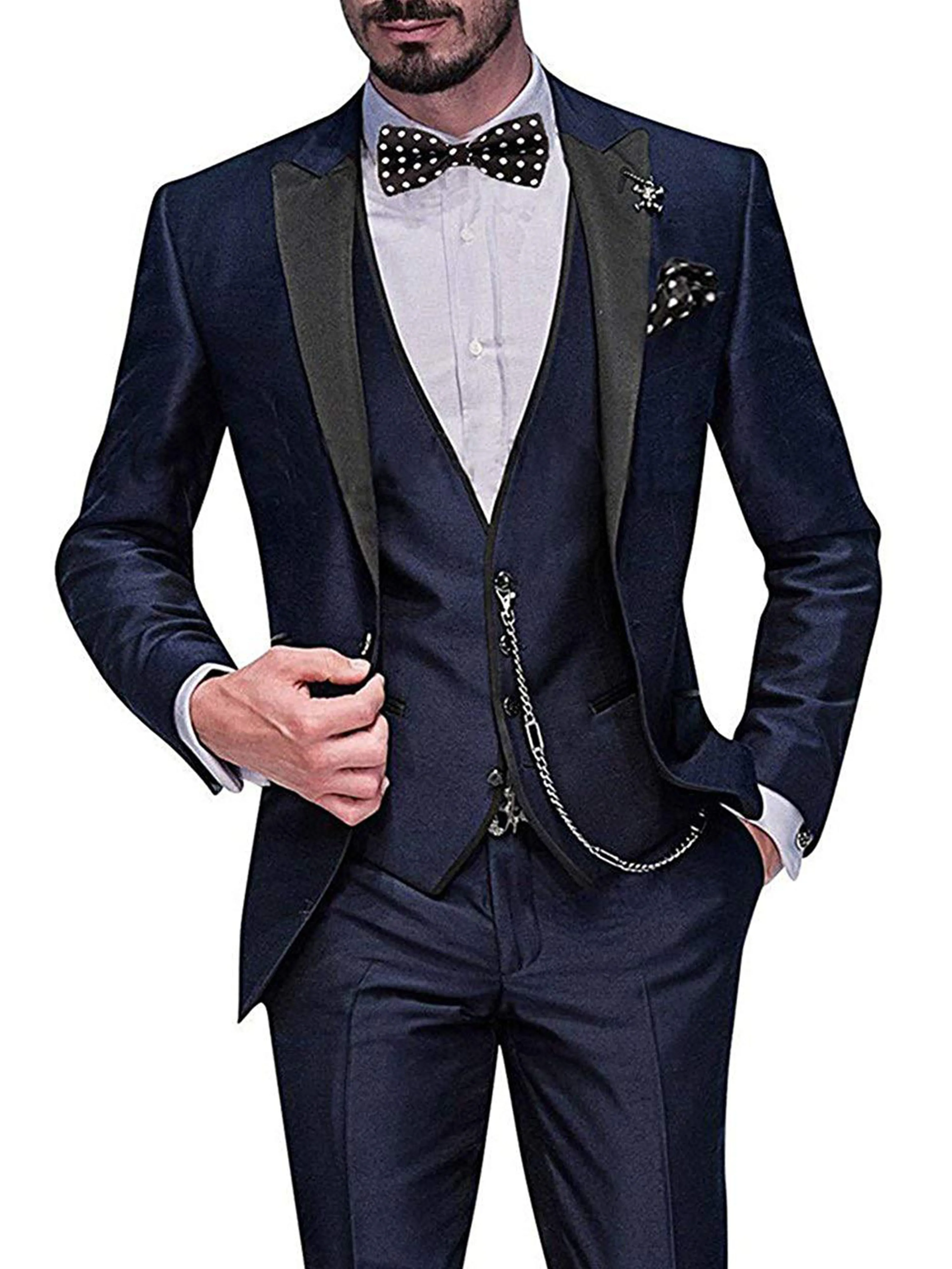 Peaked Lapel One Button 3 Pieces Wedding Suit Set
