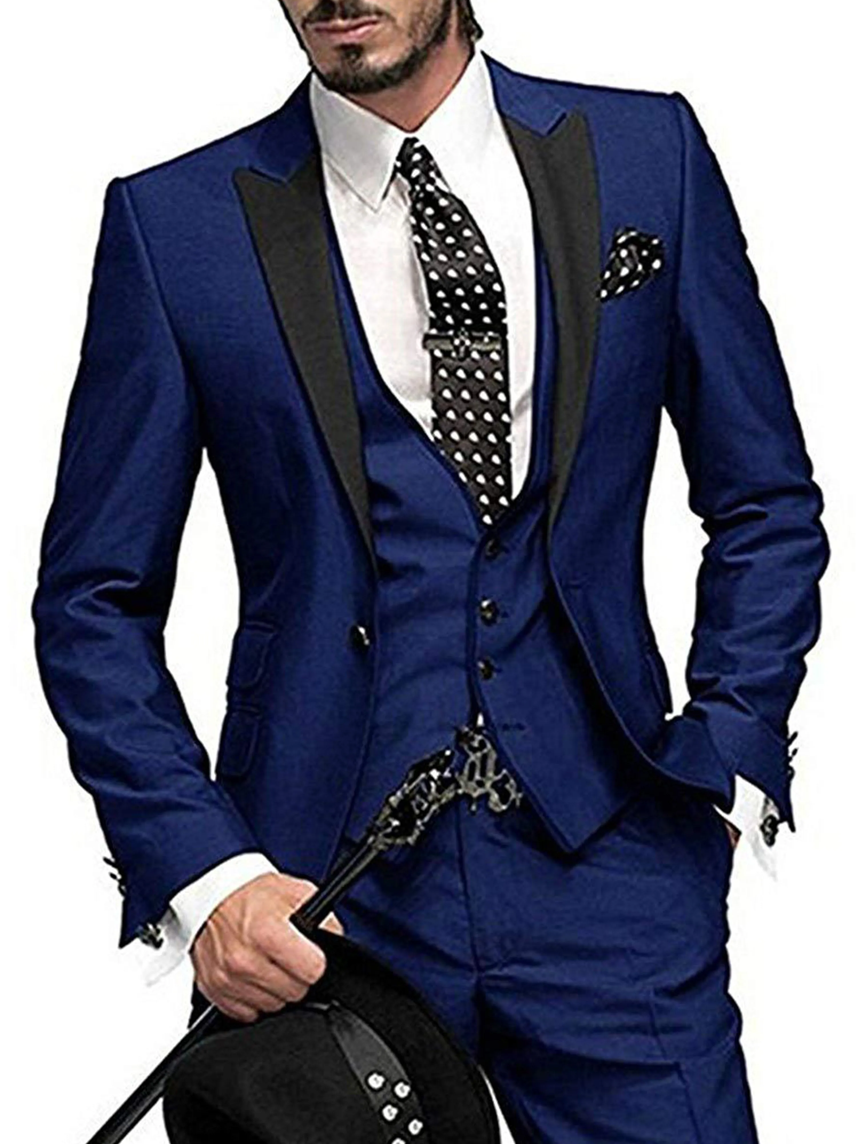 Peaked Lapel One Button 3 Pieces Wedding Suit Set