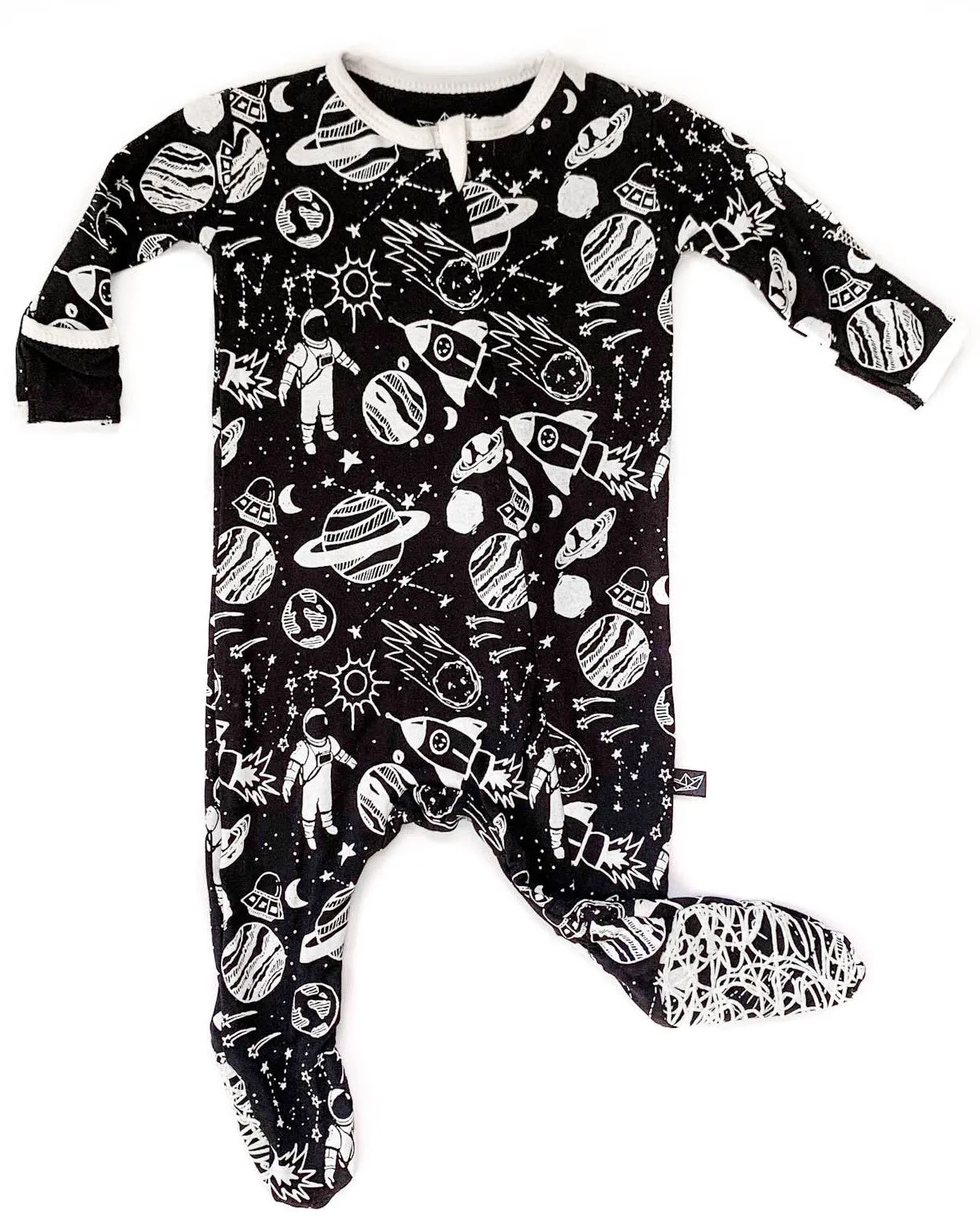 Peregrine Kidswear Monochrome Space Doodle Footie