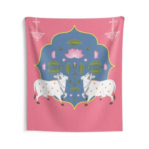 Pichwai Cow, Pooja decor, Pooja Backdrop,Wedding Decor, Indian Kolam Pooja, pooja backdrop decoration