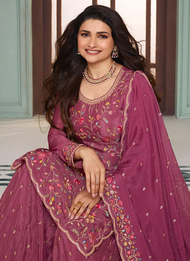 Pink Traditional Multi Embroidery Sharara Suit