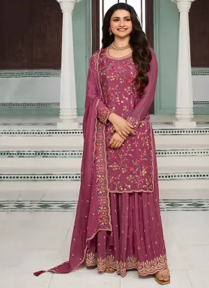 Pink Traditional Multi Embroidery Sharara Suit