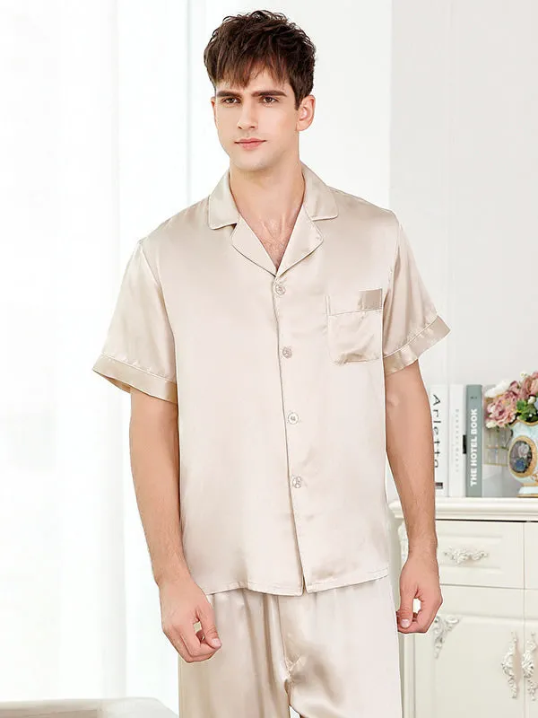 Piping Trim Heren Moerbei Zijde Pyjamas