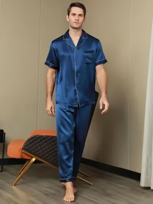 Piping Trim Heren Moerbei Zijde Pyjamas