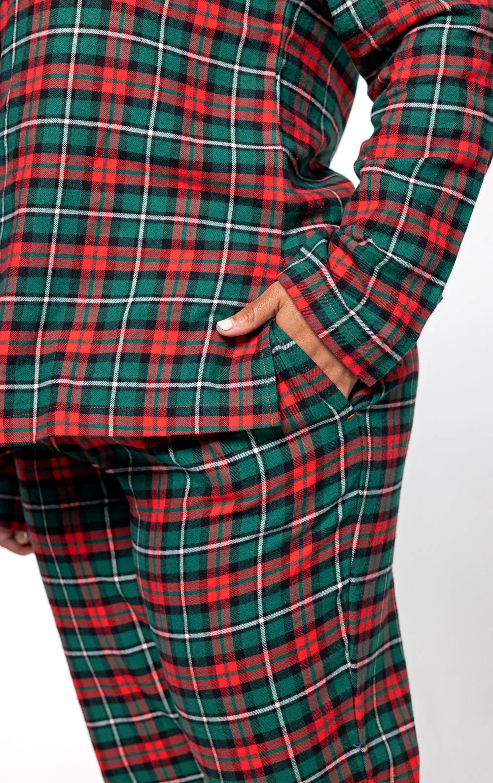 Plaid Button-Front Jogger Pajamas