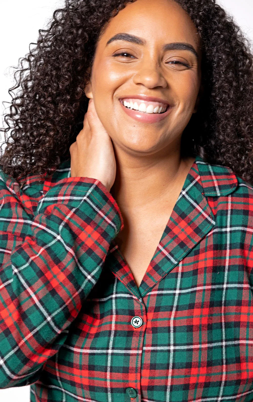 Plaid Button-Front Jogger Pajamas