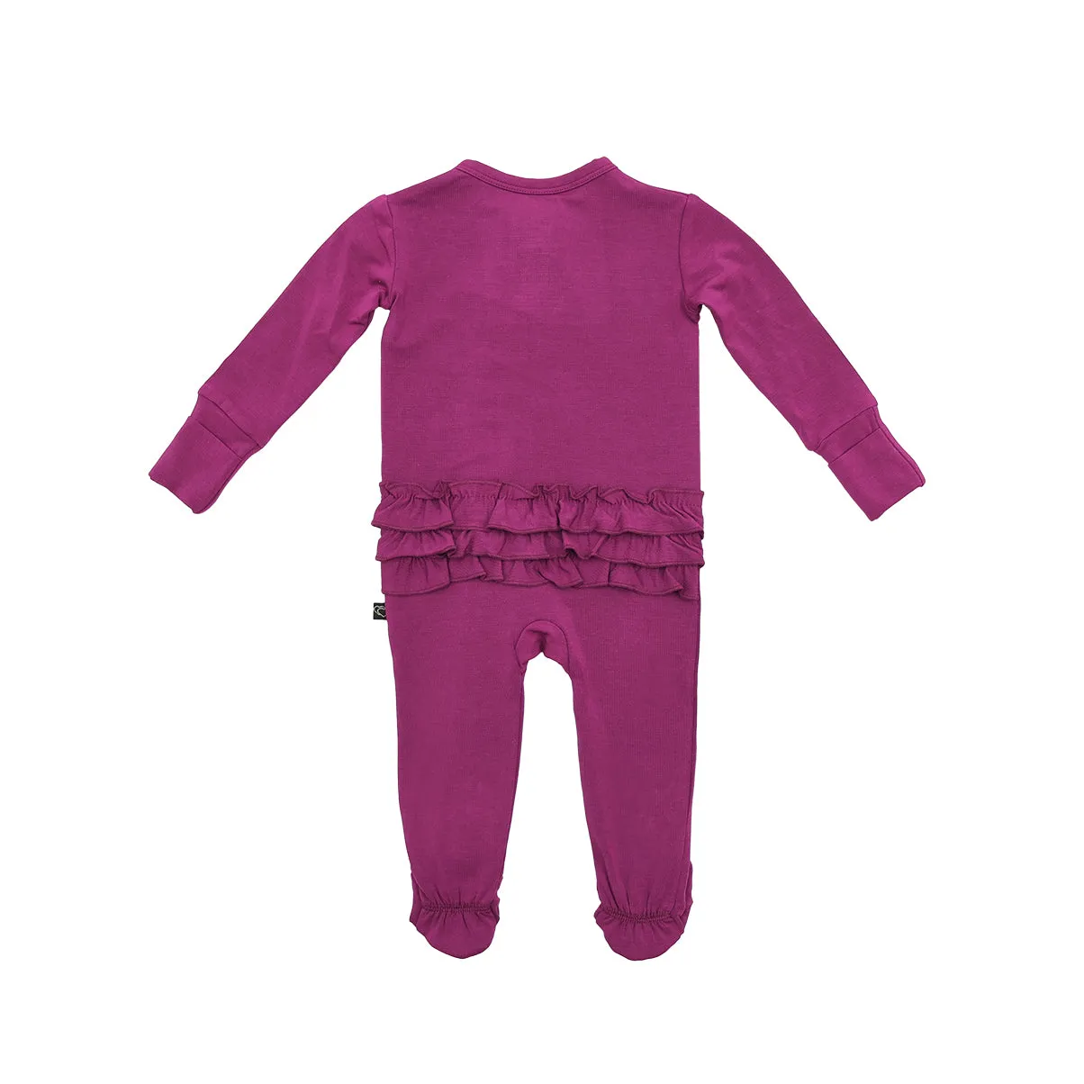 Plum Ruffle Zipper Footie