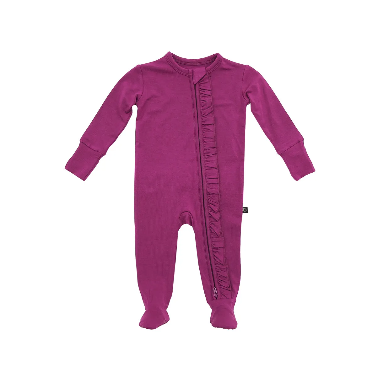 Plum Ruffle Zipper Footie