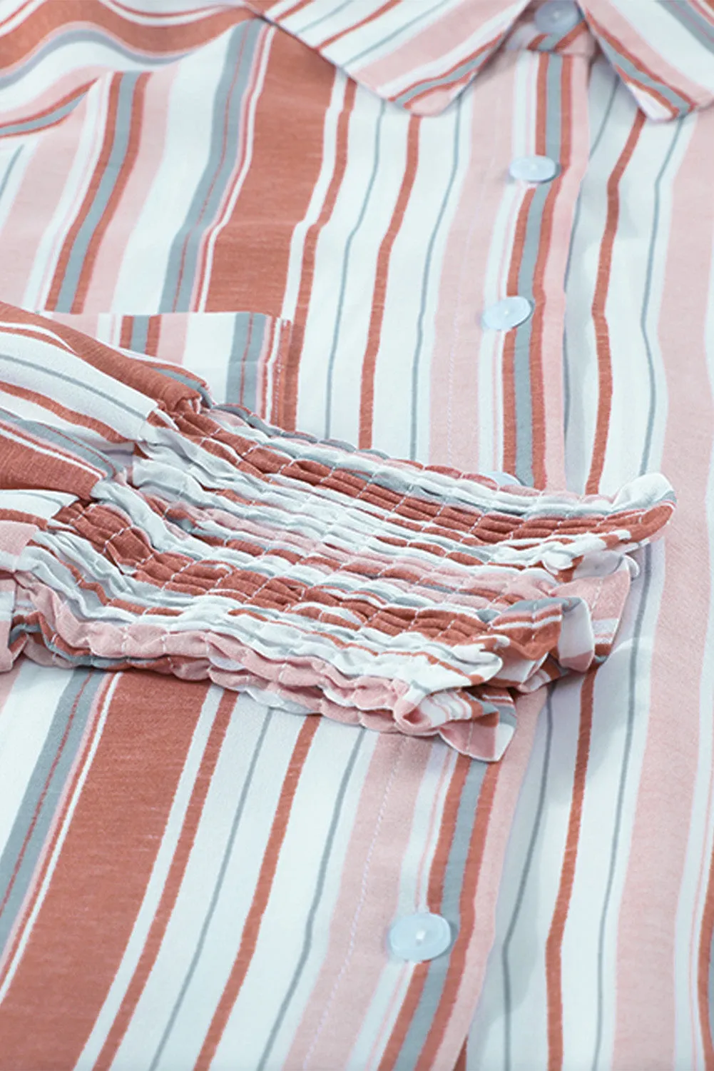 Pocketed Striped Button Shirt with Slits