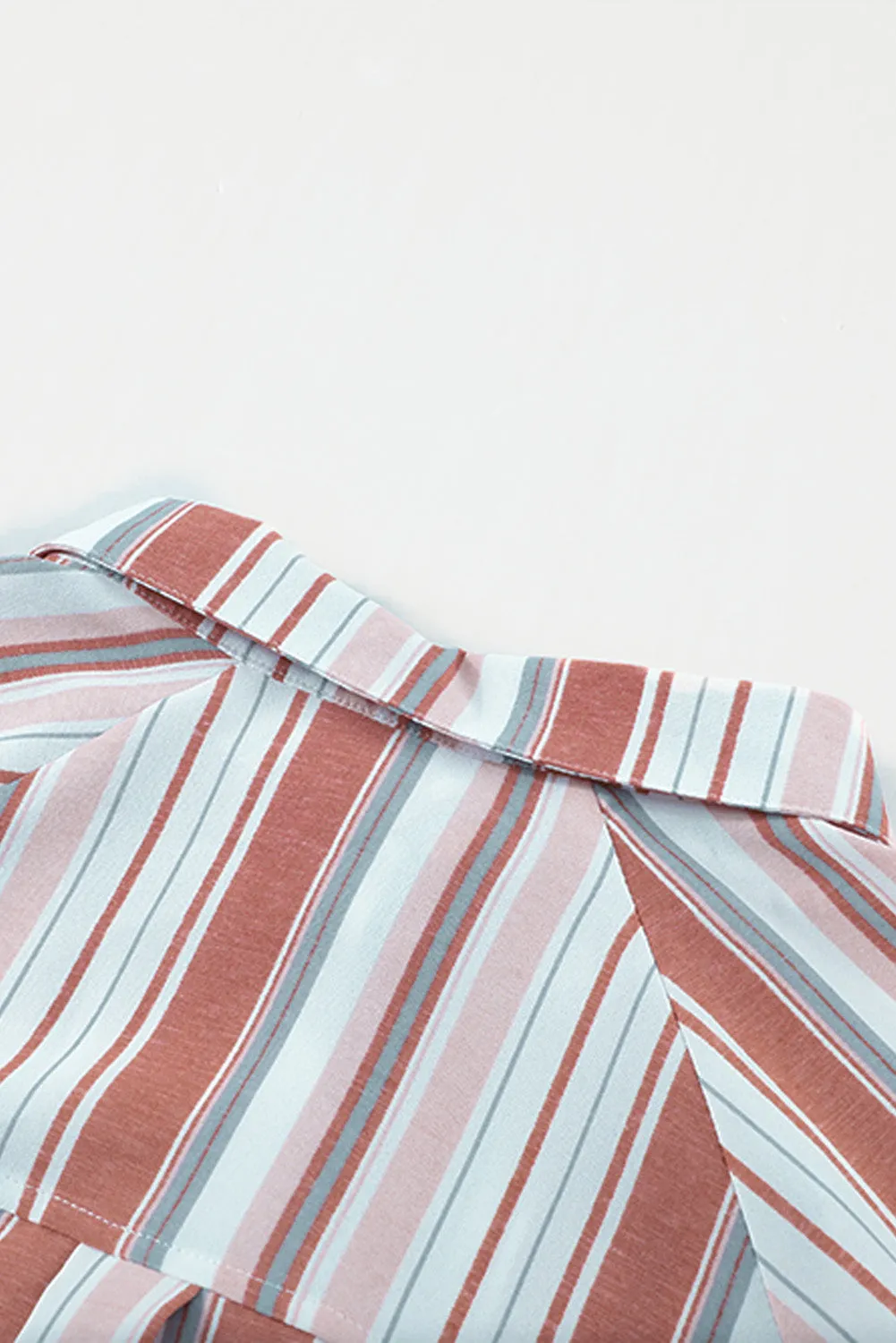 Pocketed Striped Button Shirt with Slits