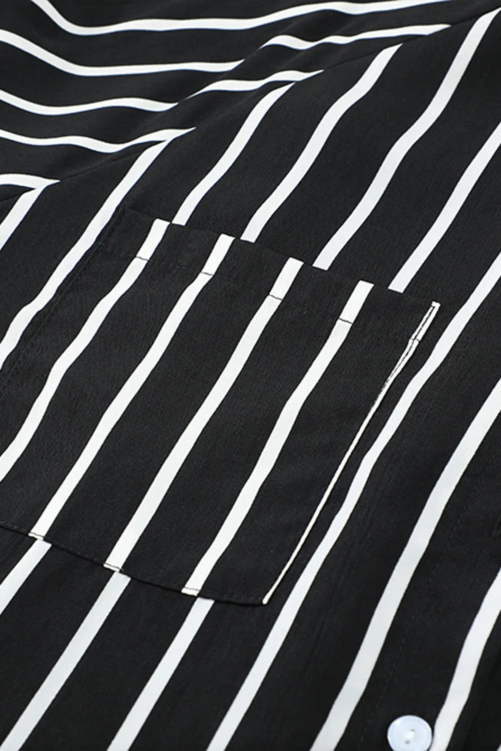 Pocketed Striped Button Shirt with Slits