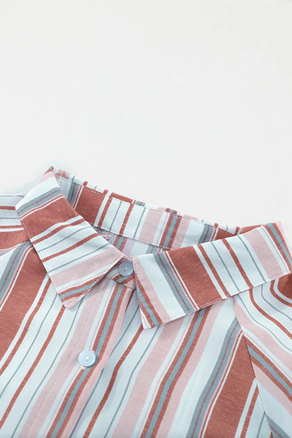 Pocketed Striped Button Shirt with Slits