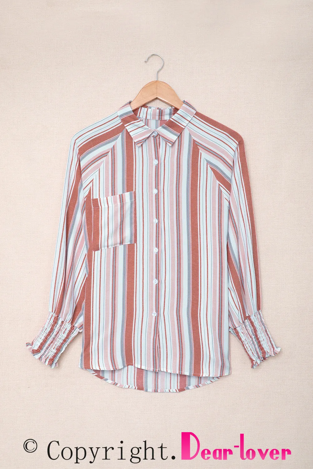 Pocketed Striped Button Shirt with Slits