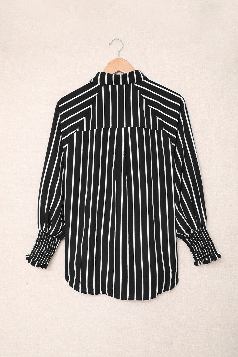 Pocketed Striped Button Shirt with Slits