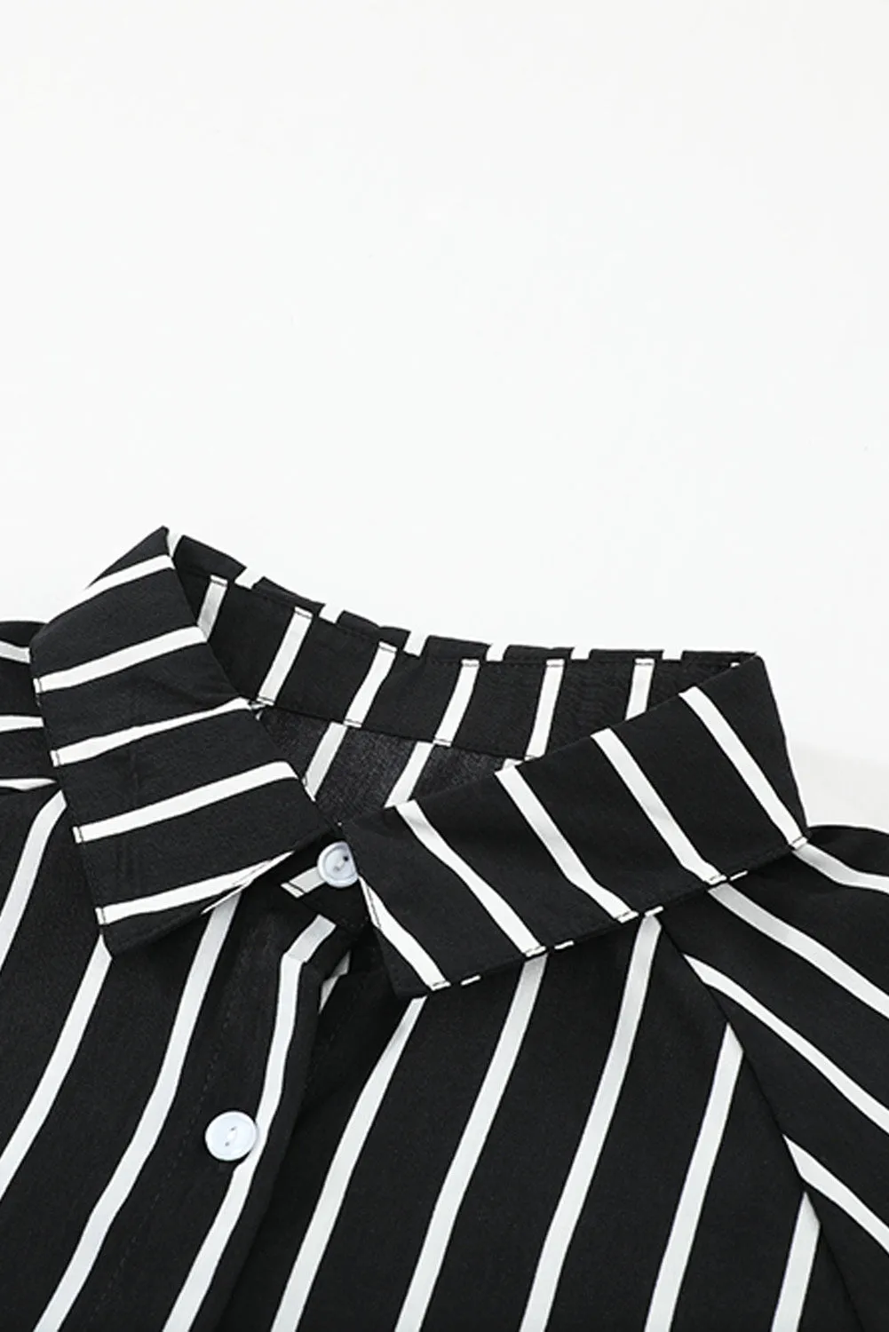 Pocketed Striped Button Shirt with Slits