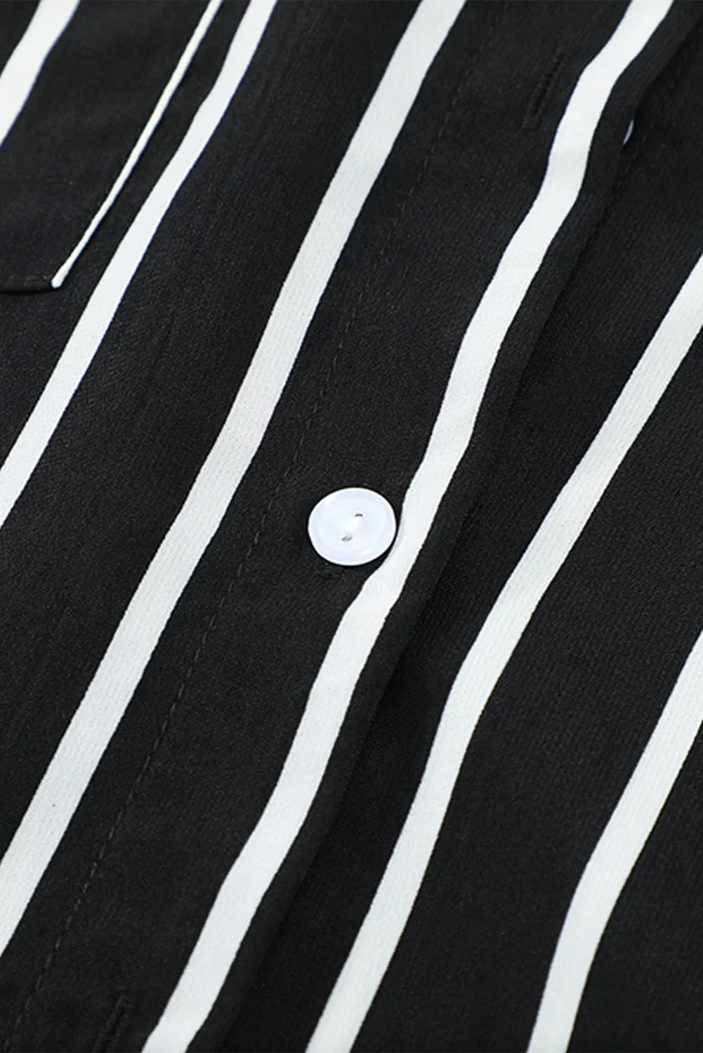 Pocketed Striped Button Shirt with Slits