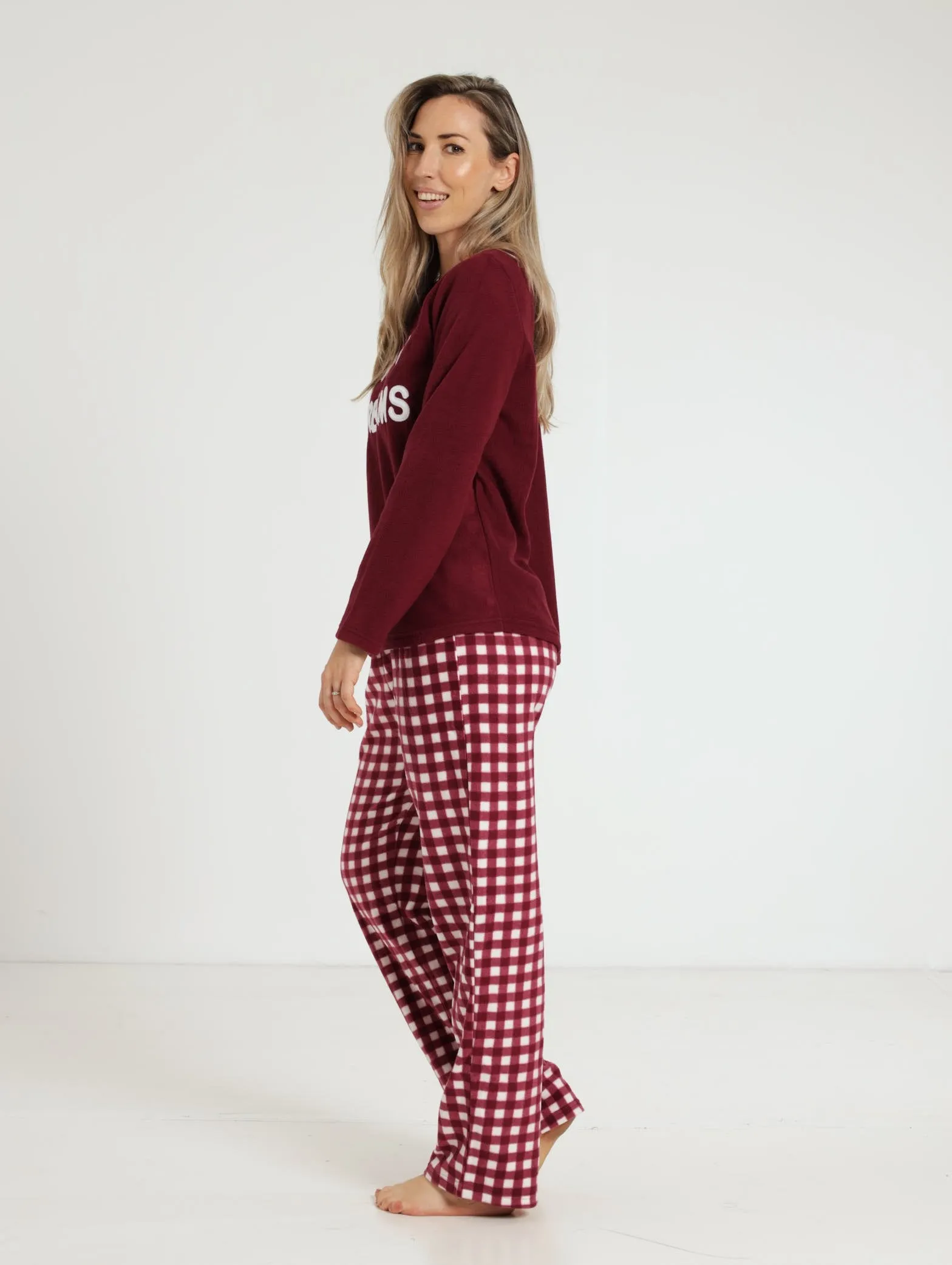 Polar Fleece Pj Set - Burgundy