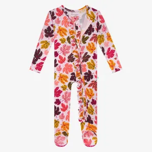 Posh Peanut Autumn-Footie Ruffled Zippered One Piece