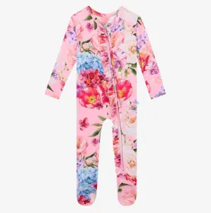 Posh Peanut Brisa-Footie Ruffled Zippered One Piece