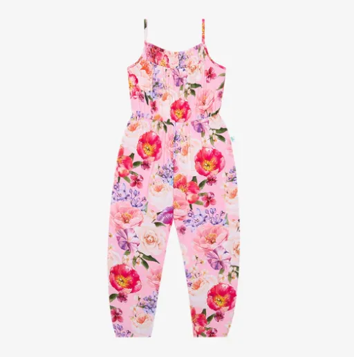 Posh Peanut Brisa-Smocked Spaghetti Jumpsuit