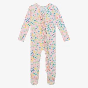 Posh Peanut Estelle-Footie Ruffled Zippered One Piece