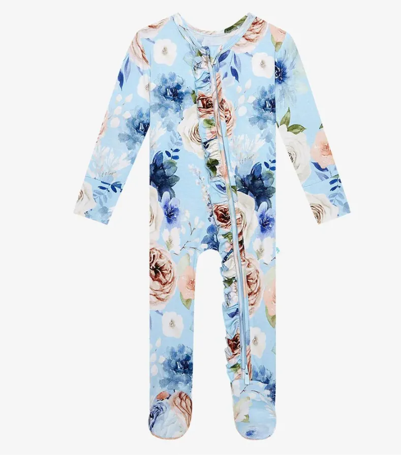 Posh Peanut Frostine-Footie Ruffled Zippered One Piece
