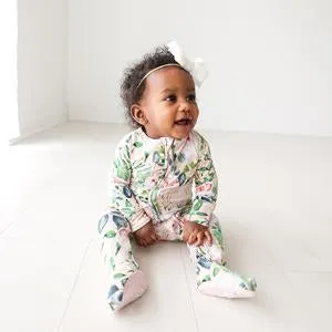 Posh Peanut Harper-Footie Ruffled Double Zippered One Piece Pink
