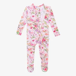 Posh Peanut Leilani-Footie Ruffled Zippered One Piece Pink