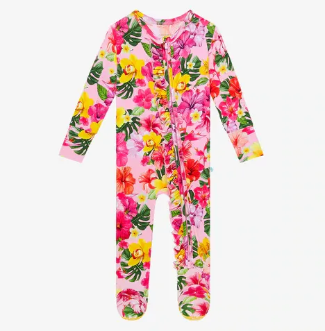 Posh Peanut Malana Footie Ruffled Zippered One Piece