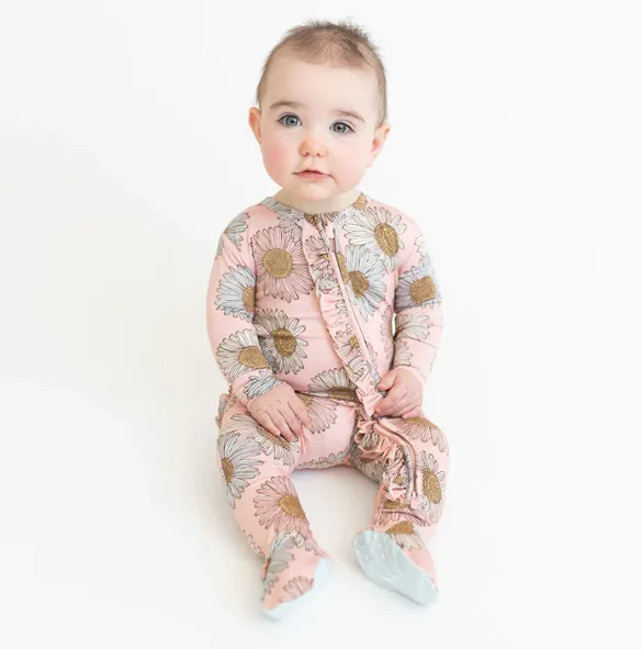 Posh Peanut Millie-Footie Ruffled Zippered One Piece