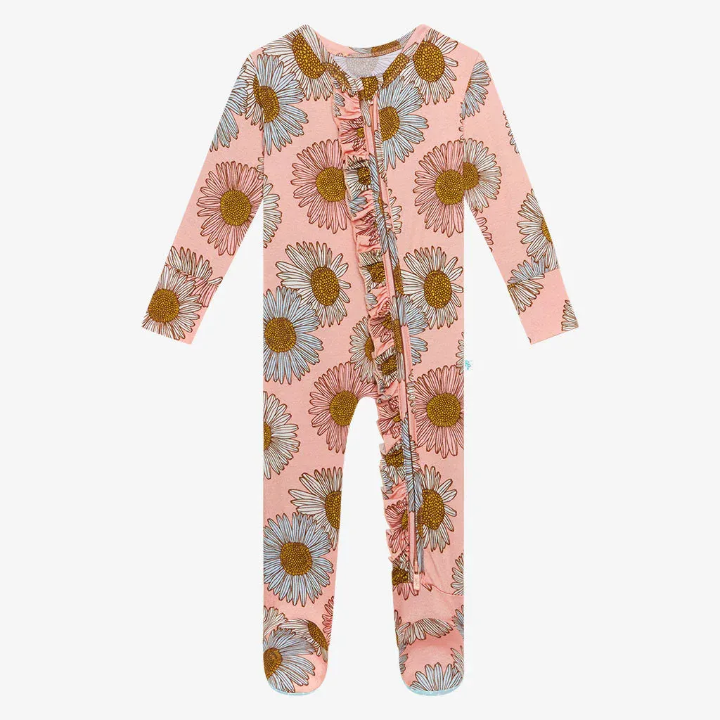 Posh Peanut Millie-Footie Ruffled Zippered One Piece